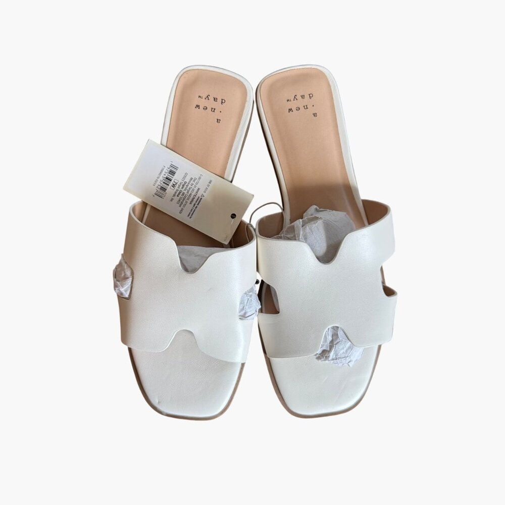 NEW A New Day Women's Nina Slide Sandals - White - Size 7W - Picture 3 of 7